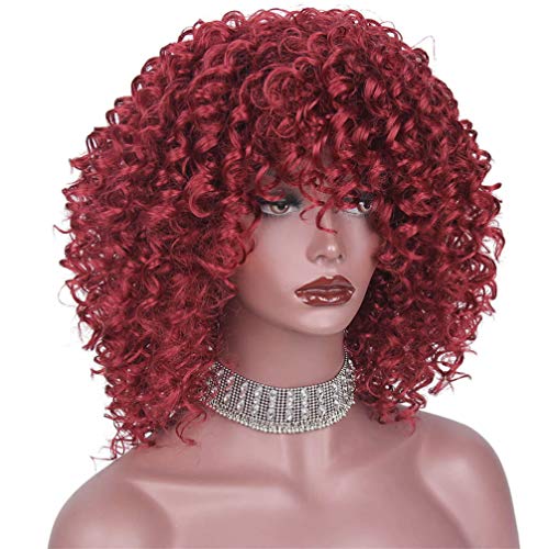 Perruque synthétique bouclée 14 pouces noire et brune de style afro
