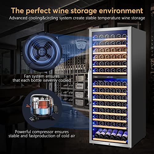 Velieta 24 Inch Wine Cooler Fridge Dual Zone, Professional Large Capacity High Wine Refrigerator with Powerful Compressor, Quiet Operation and Elegant Design-KMHJ408D on Fridge.com