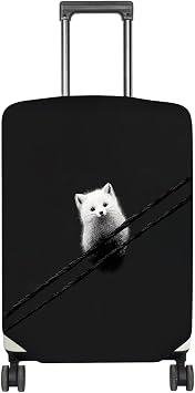 Nuxovilar Luggage Cover Protector, Fits 28-30 Inch polyester | Luggage shield, baggage wrap; suitcase outer sleeve, travel casing;simple excursions, city travels White Fox Pattern