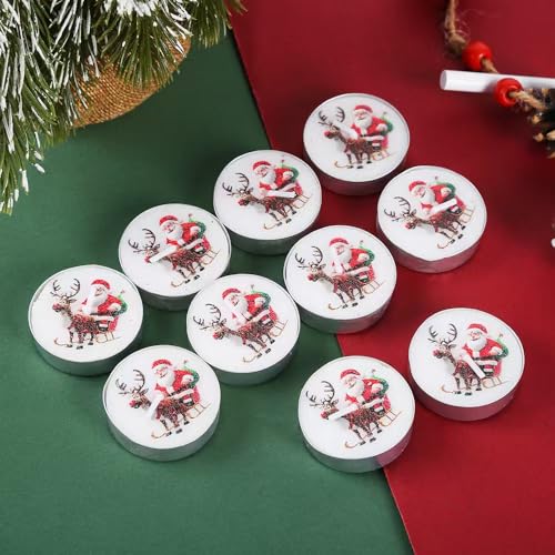 クリスマスツリーエルクキャンドル10個セット、クリスマス、感謝祭ギフト、ホームセンテ用の多様な燃焼キャンドル5個(10個、ホワイト) [4]