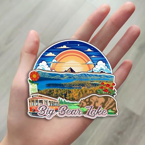 Imán Decorativo Redondo Big Bear Lake USA 3D miniatura 4