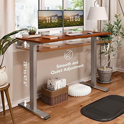 Flexispot En1 Height Adjustable Standing Desk 55 X 28 Inches Whole-Piece Desk Board Memory Controller Computer Laptop Home Office Stand Up Desk(Gray Frame + 55" Mahogany Top) #TOP1