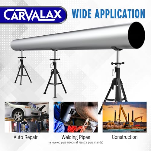 CARVALAX V-Head Pipe Jack Stands, 28"-52" Adjustable Pipe Stand Fits 1/2" - 12" Pipe Capacity w/ 2500LB Load Capacity, Steel Pipe Stand for Welding w/Portable Folding Legs by CARVALAX - Image 7