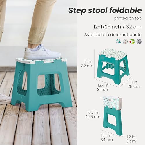 Image of Vigar Compact Step Stool Foldable, 12-1 /2-inch, Geometric | For Adults up to 330 Pound, Lightweight Stool, Non-Slip Folding Design, Compact Step Stool