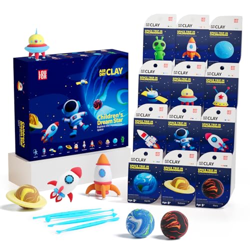 LOUFOR Air Dry Clay Kits - Modeling Clay for Kids, Ultra Light & Soft, Safe & Non-Toxic, 12 Boxes DIY Model Magic Clay with Sculpting Tools & Tutorials, Creatible Art Crafts Toys Gifts Boys Girls