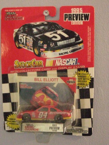 1995 Preview Edition Racing Champions Bill Elliott #94 Stock Car 1/64 scale diecast with collectors card