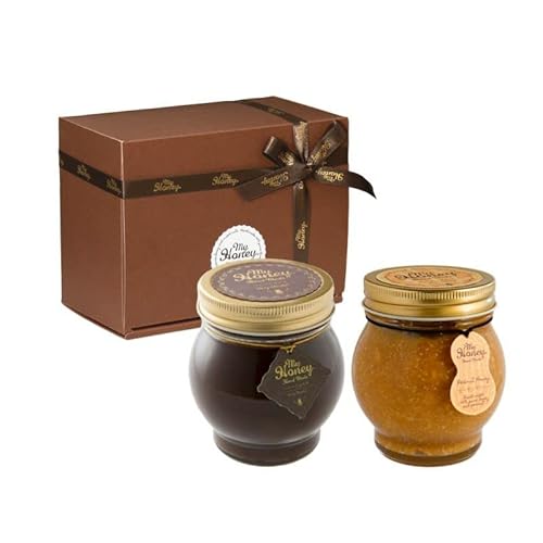 生はちみつ専門店 MY HONEY マイハニー ハニーショコラL200g+ピーナッツハニーL200g ブラウンギフトボックスS+MYHONEYロゴ入りリボン