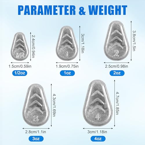 No Roll Sinker Fishing Weights,Flat Inline Sinkers Weights No Snag Slip Sinkers Saltwater Surf Fishing Weights Gear Tackle for Catfish Rig