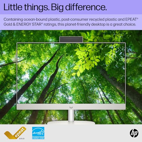 Image of HP 23.8 inch All-in-One Desktop PC, FHD Display, AMD Athlon Silver 7120U, 8 GB RAM, 256 GB SSD, AMD Radeon Graphics, Windows 11 Home, 24-cr0110 (2023)