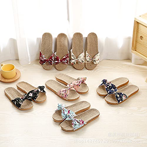 Ciabatte Lino Donna Fiori con Fiocco Casuale