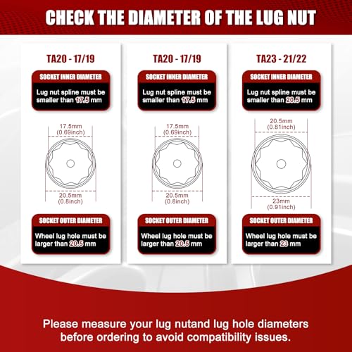 Image of MIXPOWER 3 PCS 10 Spline Lug Nut Key Replacement for TA20-17 /19, TA20-19 /21 and TA23-21 /22, Compatible with Bimecc 10 Spline Lug Nut and Lug Bolts, Small and Large SUV Key with Hex Drive,CR-V