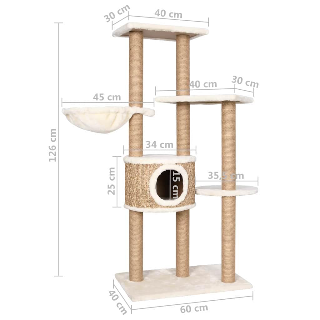 Genérico Árbol para Gatos con Poste rascador 126 cm Hierba Marina,Producto para Mascotas y Animales,Productos para Mascotas,Productos para Gatos,Mobiliario para gatos-170980