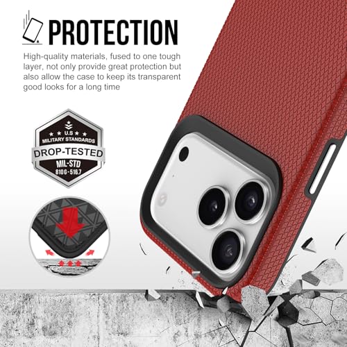 Image of NOXO Ultra-Hybrid Triangle Back Case Cover for iPhone 17 Pro, | Shockproof Design | Camera Protection | Soft TPU & Rugged PC | Bumper Case Cover for iPhone 17 Pro, (Scarlet Red)