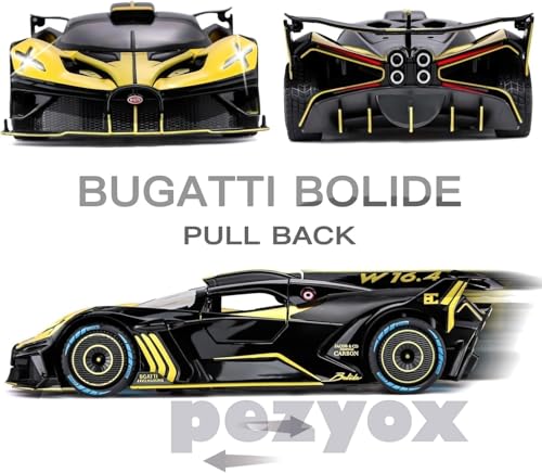 Image of Exclusive Alloy Metal Pull Back Die-cast Car 1:24 Big Bugatti Bolide Toy CAR Diecast Metal Pullback Toy car with Openable 6 Doors, Light Music Boys Gifts Toys (Red)