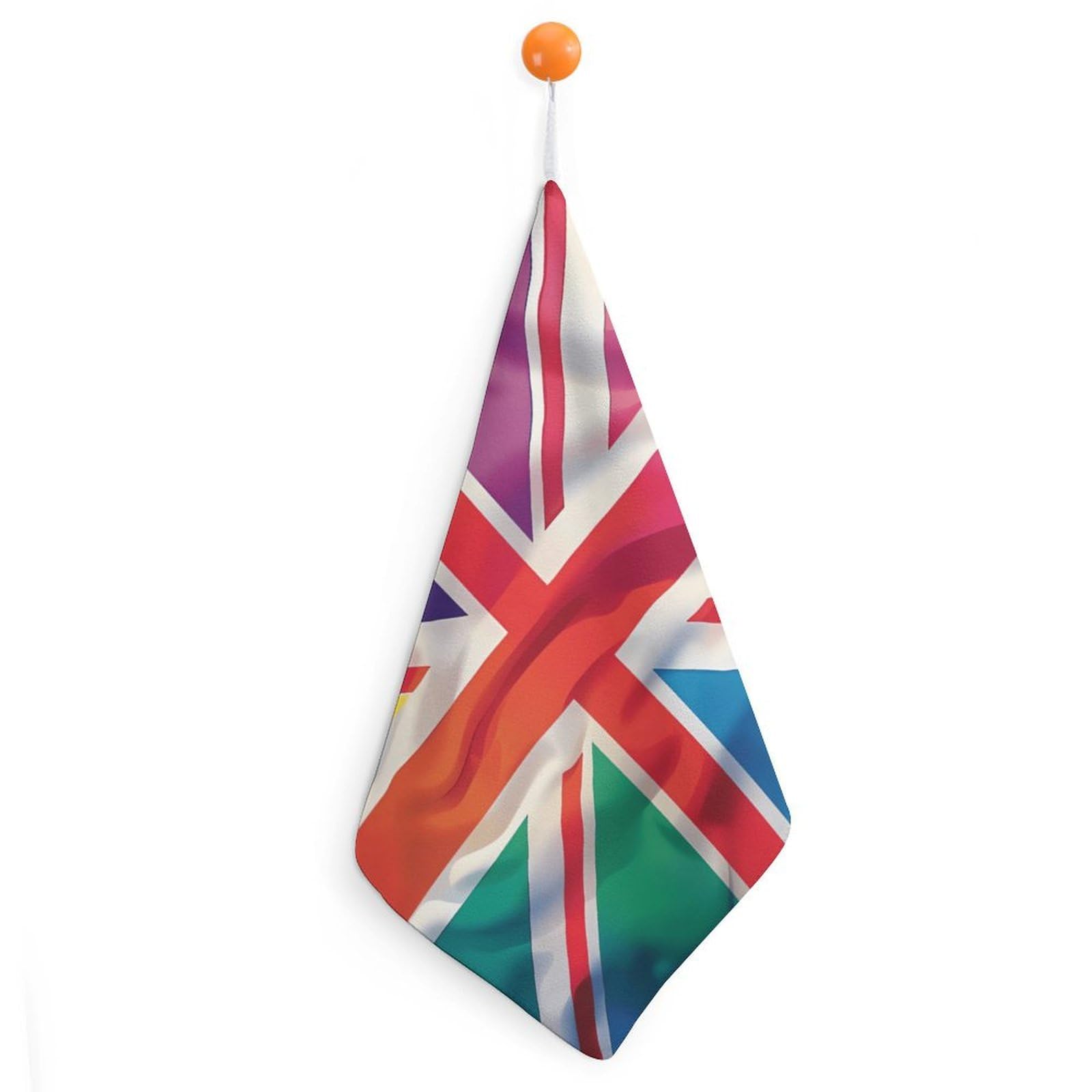 CGSBNGHA Proud Union Jack Rainbow UK Flag Hand Towel Hanging Face Towels Cleaning Cloths Handkerchief for Bathroom Kitchen