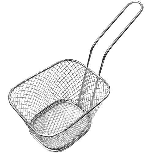 Image of PAKASEPT Mini Square Fry Basket, Stainless Steel French Fries Holder, Fried Food Table Serving, Oil Residue Filtration, for Kitchen Restaurant Party Barbecue (8 PCS)