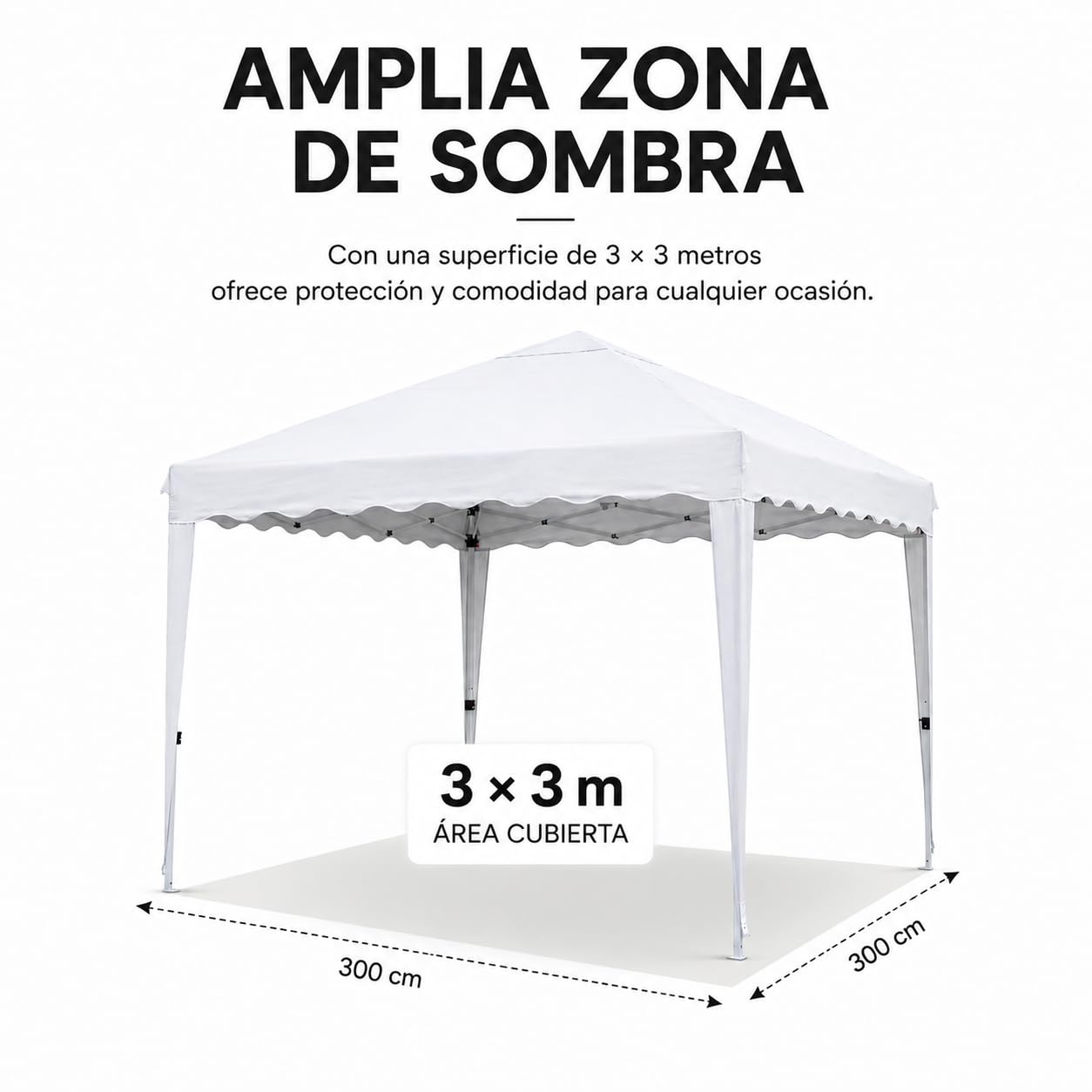 Carpa Plegable Impermeable con Bolsa de Transporte, Cenador Pop Up para Jardín, Playa, Mercadillos y Eventos, Montaje Rápido sin Herramientas Blanco