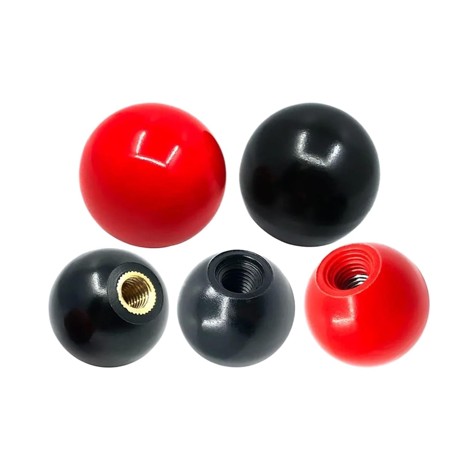 GKIRQVPE Threaded Ball Knob， Bakelite Solid Ball Knobs Nuts Handles Internal Thread Multiple Sizes Pack of 42(Lz60-2,5pcs M6x25)