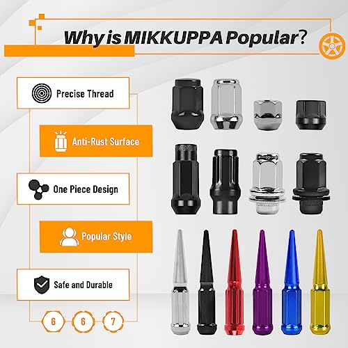 Image of MIKKUPPA 9 /16-18 Lug Nuts, 20PCS One-Piece OEM Lug Nuts, Large Acorn Seat | Replacement for 2002-2011 Dodge Ram 1500, 2004-2009 Durango, 2006-2010 Dakota, 2006-2009 Chrysler Aspen Factory Wheels