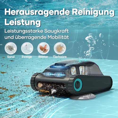 AIPER Scuba S1 Poolroboter Boden und Wand, Kabelloser Poolsauger mit Wandklettern, Intelligenten Navigation 2.0, 150 Minuten Batterielaufzeit, Poolreiniger für Eingelassene Pools bis zu 150㎡ – Bild 3