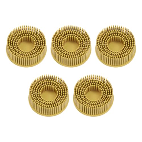 Image of HARFINGTON 5pcs Bristle Disc 2 inch 80 Grit Abrasive Brush Deburring Electric Disc Brush with Quick Change Lock Abrasive Coating Removal Disc for Metal, Yellow