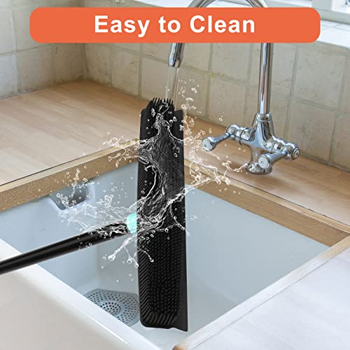 Rubber Broom Carpet Rake For Pet Hair Removal, Fur Remover Broom With 59" Telescoping Long Handle, Pet Hair Broom With Squeegee For Carpet, Hardwood Floor, Tile #TOP6