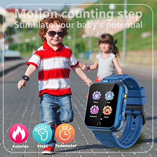 Retysaz Kids Smart Watch 24 Game Smart Watch for kids Pedometer 2 HD Cameras Fashion Smartwatches for Children 3-14 Great Gifts To Girls Boys (Blue) - Image 3