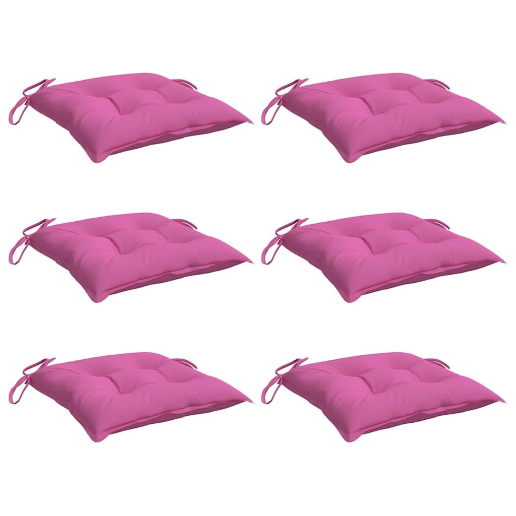 vidaXL Lot de 6 Coussins de Chaise, Coussins de Siège de Patio, Coussins de Canapé de Jardin, Coussins d'Assise Extérieur, Rose 50x50x7 cm Tissu Oxford