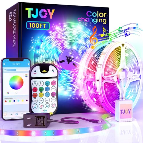 Image of TJOY 90ft Kids Bluetooth LED Strip Lighting, Color Changing Lights for Bedroom, Music Sync RGB Tape Lighting with Child Remote, LED Lights for Room Decor Aesthetic Indoor