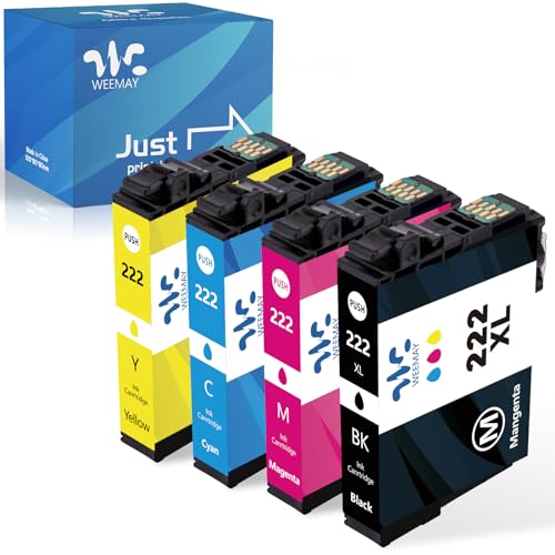 222XL Ink Cartridges Combo Pack Remanufactured Replacement for Epson 222 222XL Ink Cartridges T222 T222XL Use with Epson Expression Home XP-5200 Workforce WF-2960 Printer (4 Pack BK/Y/M/C)