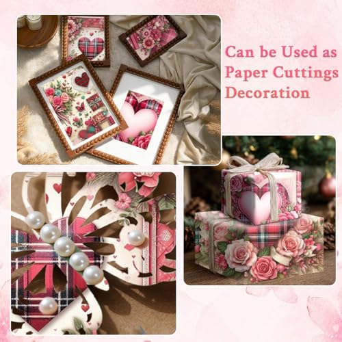 Image of ZIBUYU 36 Sheet Vintage Plaid Paper Sheets, 12 Retro Floral Assorted Designs, Roses, Hearts & Lace Patterns, 6'' Decorative Craft Paper Sheets for Scrapbooking, Journaling, Card Making
