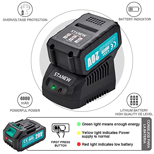 Stanew Professional Bohrhammer, Bohrhammer, SDS 4500 BPM, 6 Bohrer, Hammer/Bohrmaschine für das Bohren (Akku 20 V, 4,0… – Bild 4