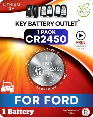 Key Fob Battery for Ford & Lincoln (1-Pack) CR2450 &ndash; Explorer, Expedition, Fusion, Edge, Bronco...