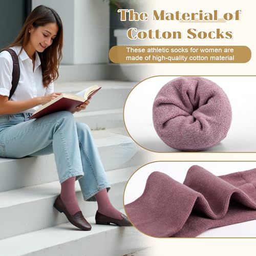 Image of Justay Crew Socks for Women - Soft Knit Boot Calf Comfortable Cute Dress Cotton Socks Gifts