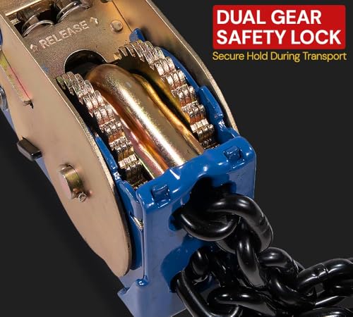 Image of Mytee Products 2 Pack 5 /16 inch-3 /8 inch Easy Ratcheting Chain Binder with Up to 36 inch Chain Take-Up, 5,400 lbs WLL, Heavy-Duty Tie Down Ratchet Load Binder with Grab Hooks for Flatbed Trailers & Trucks