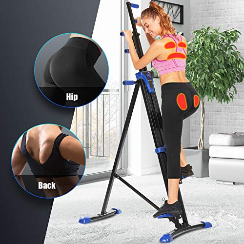 Aceshin Foldable Vertical Climbing Machine Stair Climber Stepper Home Body Workout Exercise Fitness (Blue)