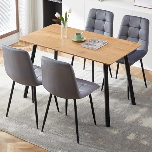 5piecestablesetfor4oblongimitationwoodtableforhomeofficemidcenturytuftedaccentchairupholsteredlivingroomchairvelvetwithbackrestformeetingroomreadingroom Urban Country Home Decor 5 pieces table set for 4oblong imitation wood table for home officemid century tufted accent chair upholstered living room chair velvet with backrest for meeting roomreading room urban country home decor