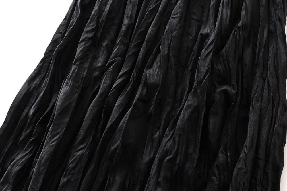 Faldas para Mujer Cintura Elástica, Faldas Negras De Invierno Tallas Grandes Cintura Elástica Faldas Fruncidas De Terciopelo Lisi Faldas Plisadas De Talle Alto (Black One Size)