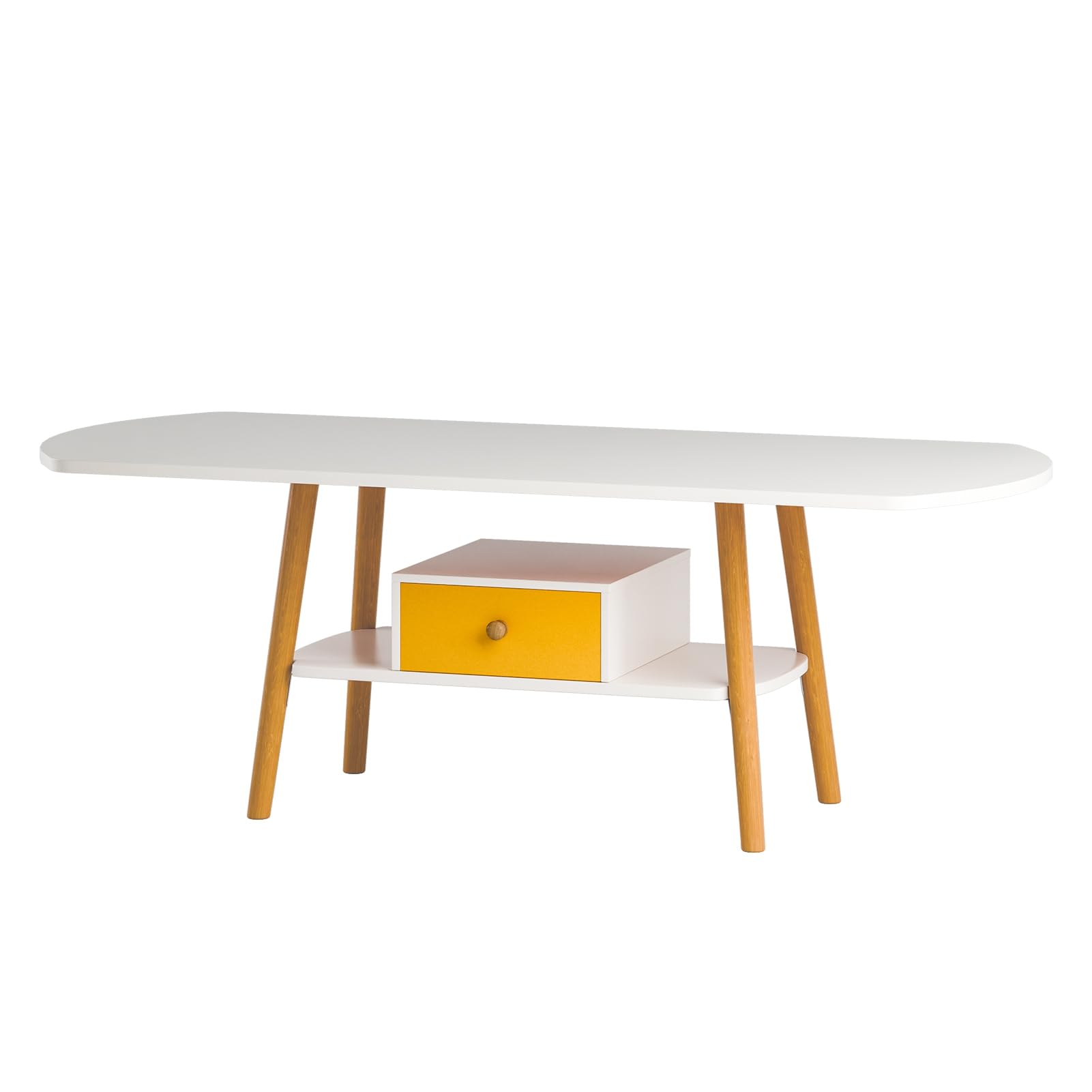 Coffee Table with Storage Shelf Tea Table for Living Room Double Storage Coffee Table Eco-Friendly Finish Center Table