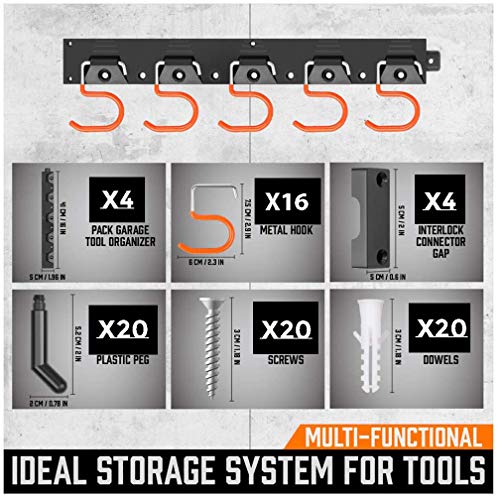 Image of SKAL Tool Holder Garden Tool Rack Shelves Organiser Tool Organiser for Home & Garage Wall Mount 64 Inch