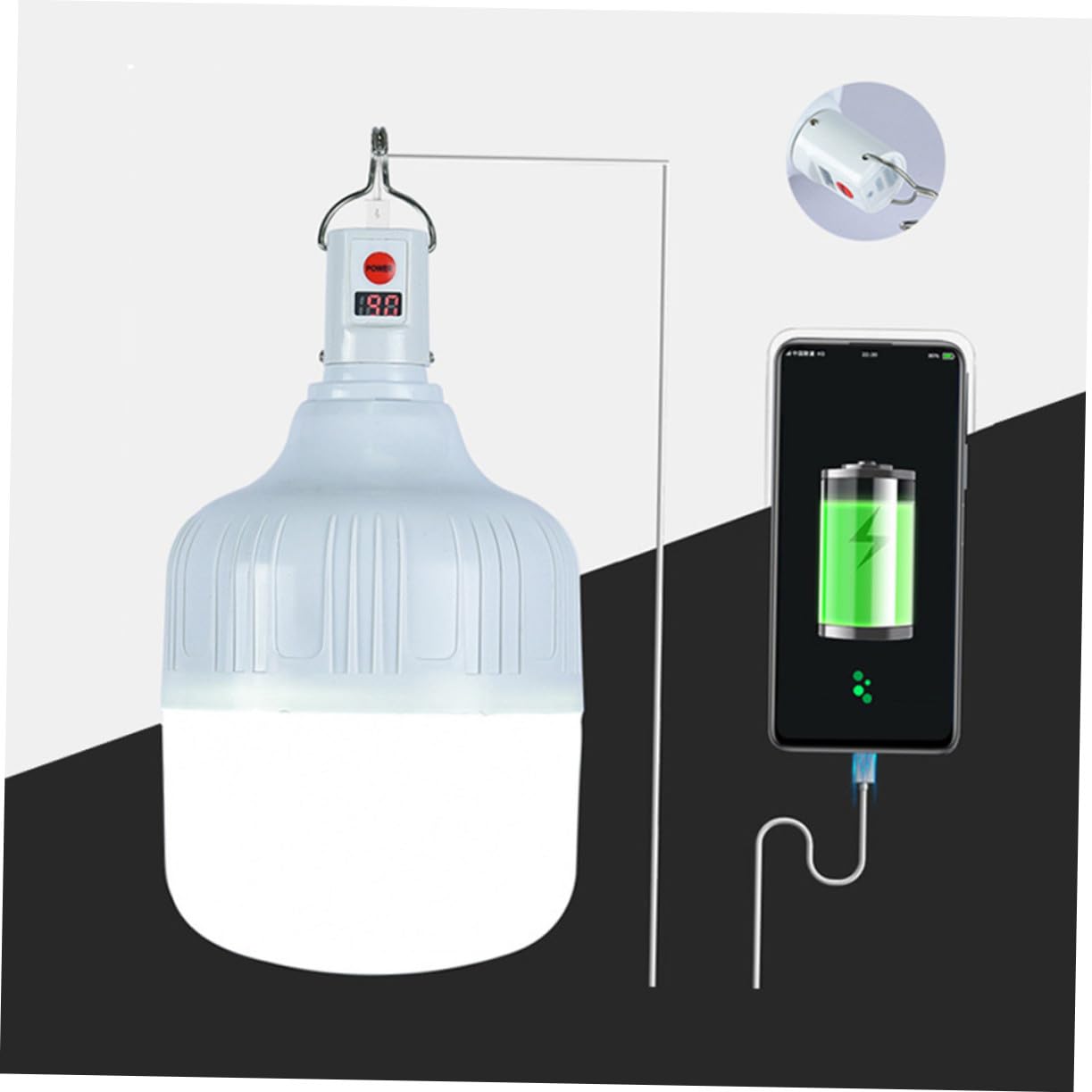Linterna LED Recargable para Camping de 100w Batería de 1200mah, Luz Clara de Emergencia Portátil para Pesca Nocturna y Exteriores