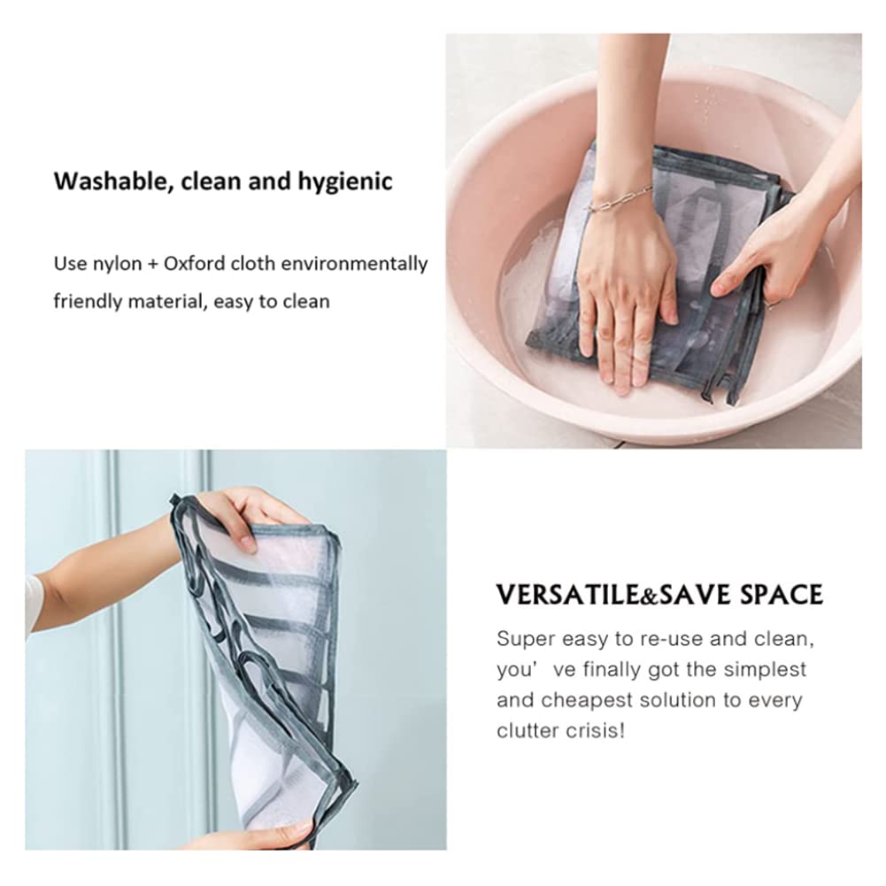 Organizador de ropa plegable para camisetas, lavable, apilable, almacenamiento de ropa de malla, solución de almacenamiento de ropa para armario limpio (02)