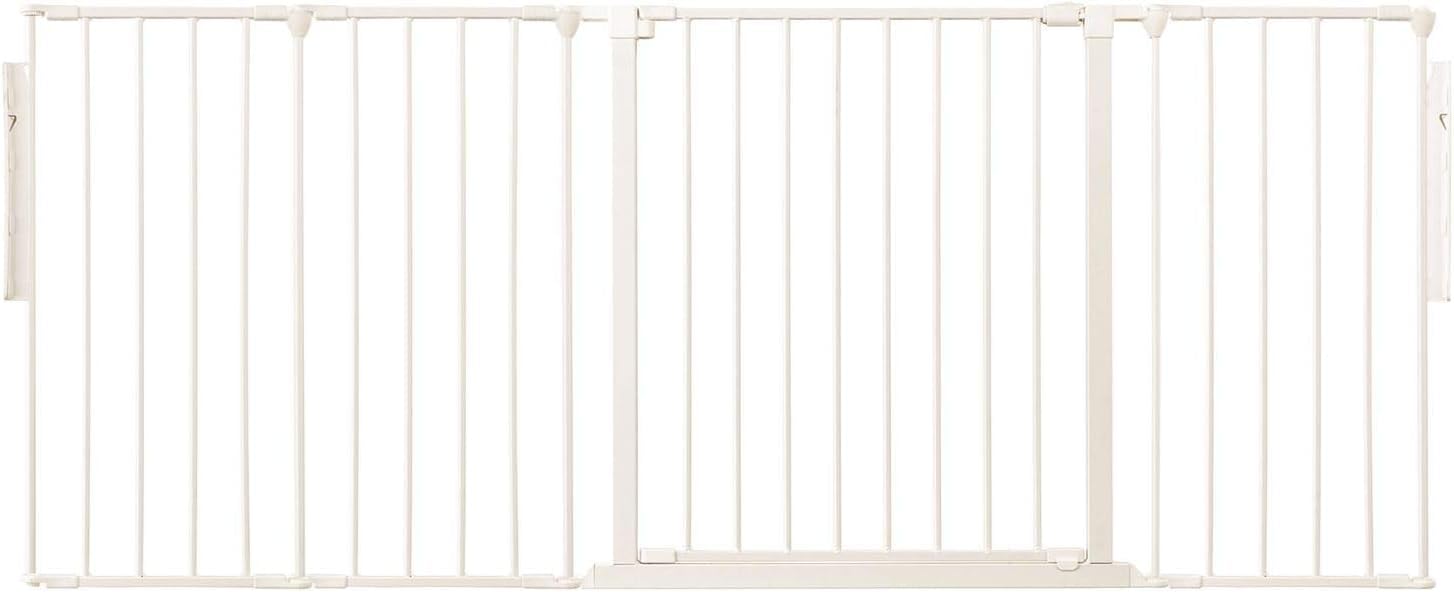 Safetots Premium Multi Panel Room Divider, up to 181cm Wide, White, 70cm Tall, Multi Panel Flexible Room Barrier, Room Divider with Door for Baby and Toddler, Easy Installation