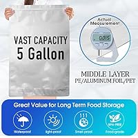 Mylar-Beutel für die Aufbewahrung von Lebensmitteln mit 2500 cc Sauerstoffabsorbern, 55 Stück Mylar-Beutel, 1,5 l, 1 Quart 3 Größe, 100 Etiketten und 500 cc Sauerstoffabsorber für langfristige – Ansicht 3