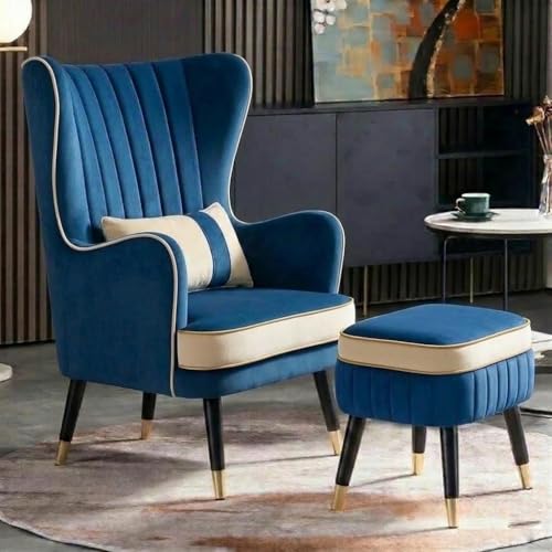 Image of Modern Chair Armchair Single Sofa Chair for Small Apartments, for Living Room or Bedroom Chair (Blue.)