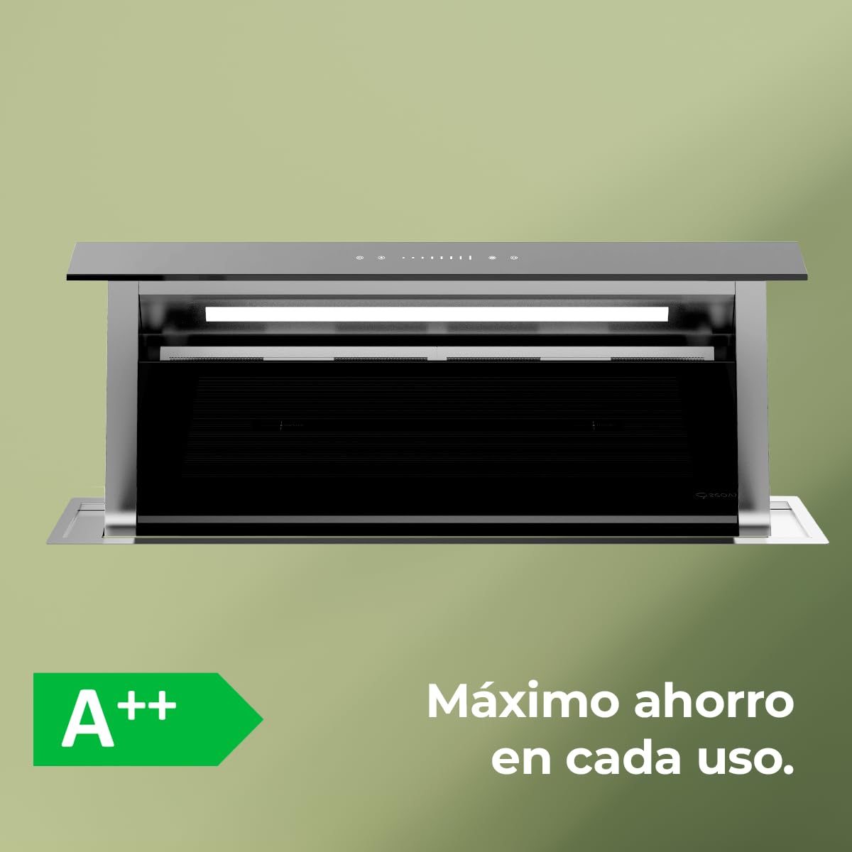Cecotec Campana Extractora de Encimera 90m Bolero Flux ET 908000 Glass Black A++. 210W, Succión 800m3/h, 8 Velocidades, Slider Touch Control, Filtro Carbono, Acabado en Cristal Negro