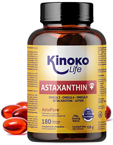 ASTAXANTINA PLUS 4mg | 180 cápsulas (Sofgels) | con Luteina, Omega 369 y Betacaroteno | 100%...