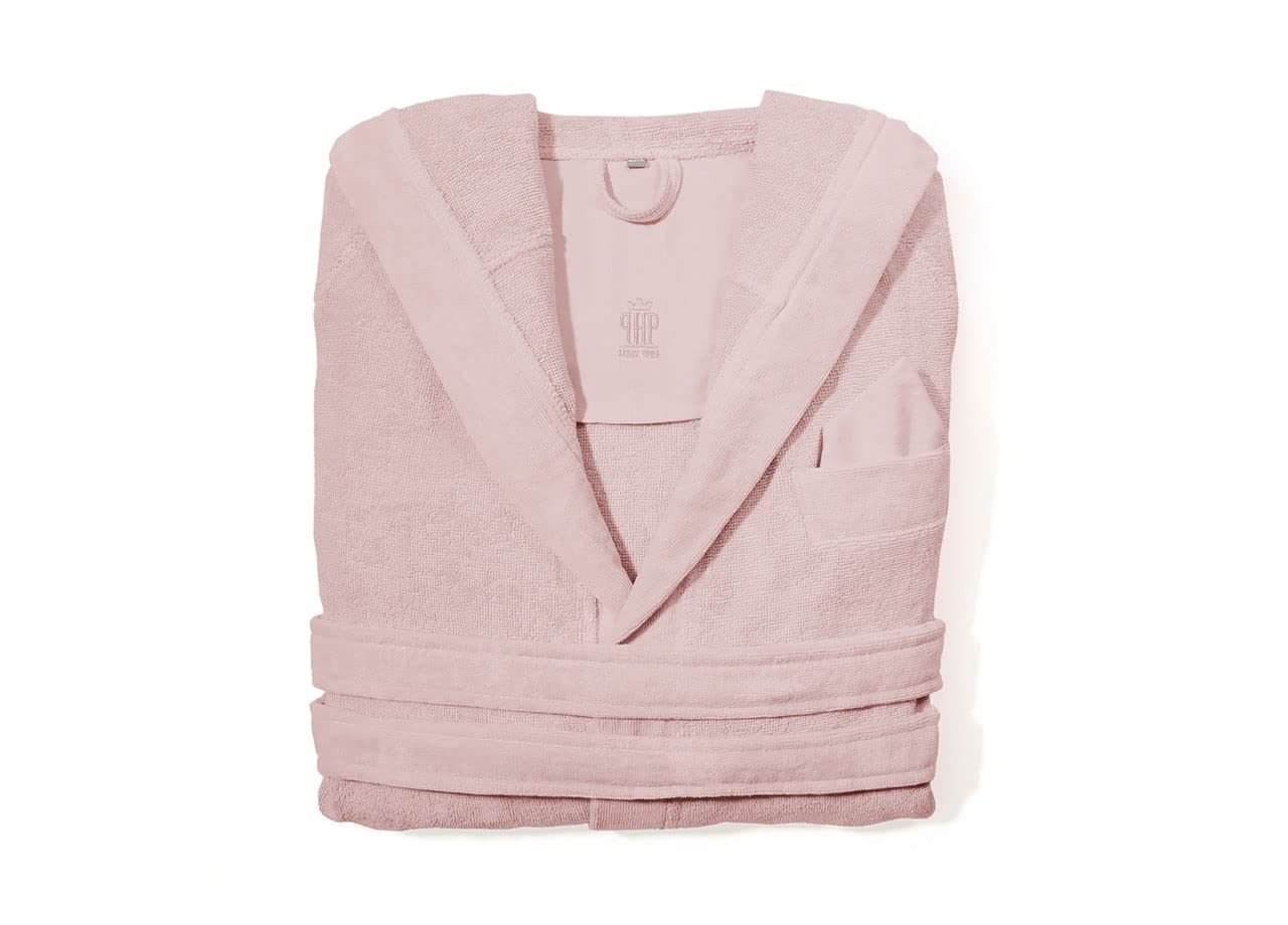 Accappatoio con Cappuccio in Morbida Spugna Tinta Unita Modello Joy Rosa L-XL Rosa