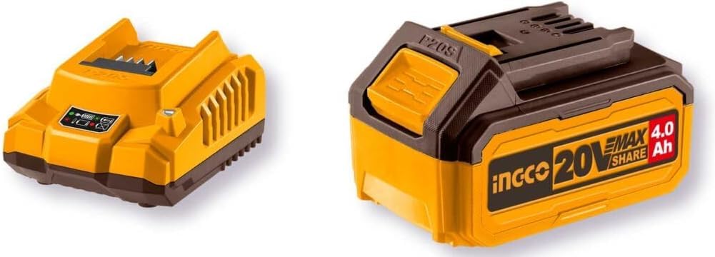 Ingco P20S Batteria agli ioni di litio 4.0Ah e kit caricabatterie 2A, FBCPK1214 per utensili cordless 20V