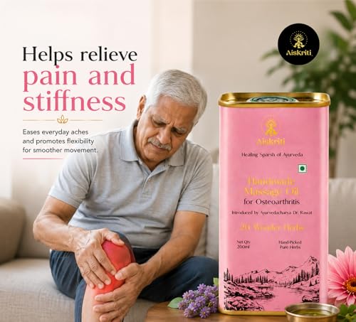 Image of Ayurvedic Handmade Massage Oil For Osteoarthritis - 200 ml, 20 Wonder Herbs, Helps to Cure Neuromuscular Diseases, Improve Cartilage, Muscles & Nerves, Sprain & Traumatic Injuries, 200 ml